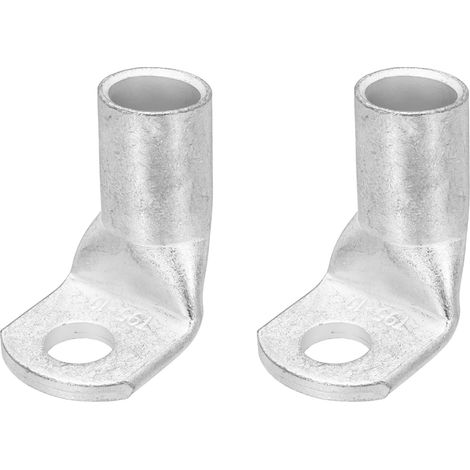 7/16" Bornes De Câble En Cuivre, Coudées À 90 Degrés 0.53" Diamètre Intérieur, Connecteurs À Oeil En Cuivre Nu Pour Fournitures Électriques (Argent, 2Pcs) (1/5)