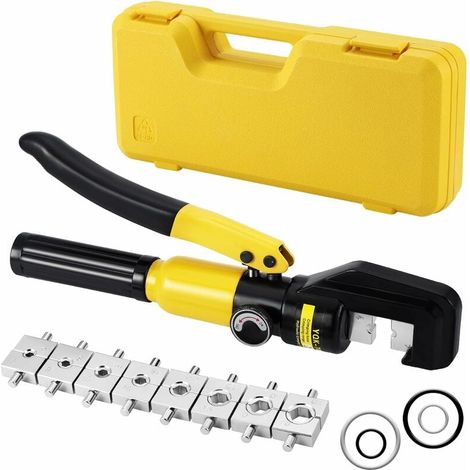 Pince a sertir Hydraulique 10 Tonnes,Borne de Cosse de Câble de Batterie de Fil D'outil de Sertissage Hydraulique, avec des Matrices de 9Paires 4-70 mm²