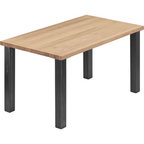 LAMO Manufaktur Esstisch Küchentisch, 140x80x76 cm (AxBxH), Classic, Natur / Rohstahl mit Klarlack, LAG-01-A-002-0000Cl