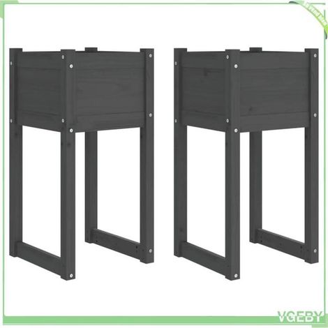 Jardinière - FAFEICY - 822127 - Gris - Bois de pin massif - 40x40x81 cm (1/5)