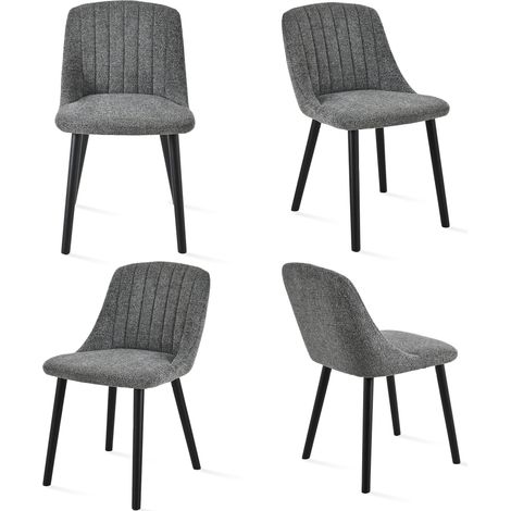 Goeurvant Chaises de salle à manger modernes avec coussin d'assise épais, dossier ergonomique et pieds en bois, Style et confort réunis - Lot de 4 - Gris/Vert - Chenille (1/5)