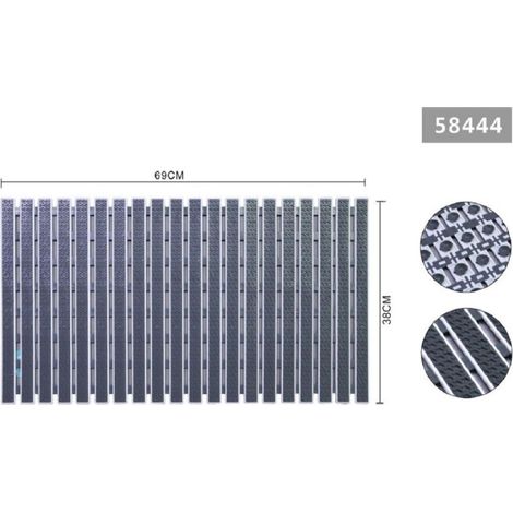 Trade Shop - Alfombrilla De Ducha Antideslizante 69x38cm Alfombrilla De Baño Rectangular Gris 58444 -