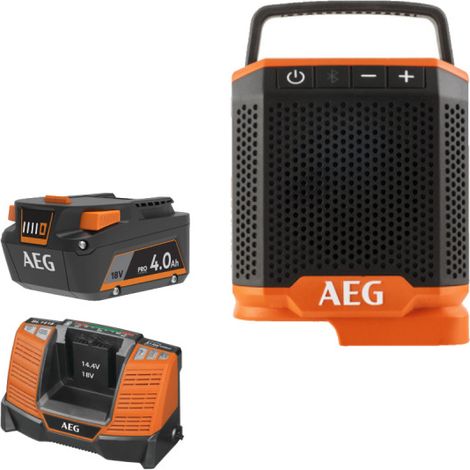 Pack AEG 18V - Enceinte-Radio Bluetooth 30m 30W - Batterie 4.0 Ah - Chargeur (1/5)