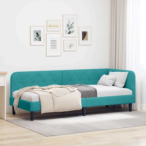 Eckbettgestell Türkis 80 x 200 cm Samt