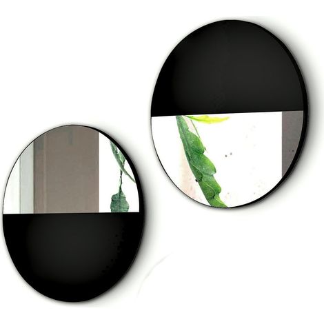 Lot de 2 miroirs circulaires à suspendre, Aire. Noir (1/2)