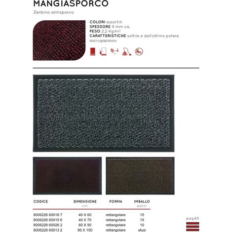 Tappeto Zerbino moquette fuoriporta mangiasporco 40 x 70 cm 4 Colori