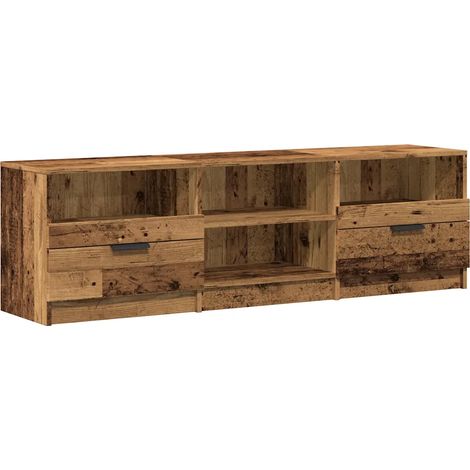 Meuble TV en vieux bois 150 x 33 x 45 cm grand espace de rangement design contemporain (1/5)