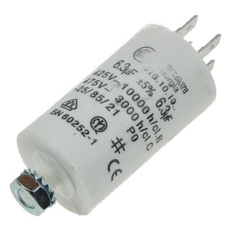 Motore di lavoro condensatore 6,3uf 450vac Faston 30x55mm M8 12ag003 Ct6,3mf450v/faston