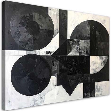 Quadro su tela, Astrattismo texture forme circolari bianco e nero, 30x20 (1/5)
