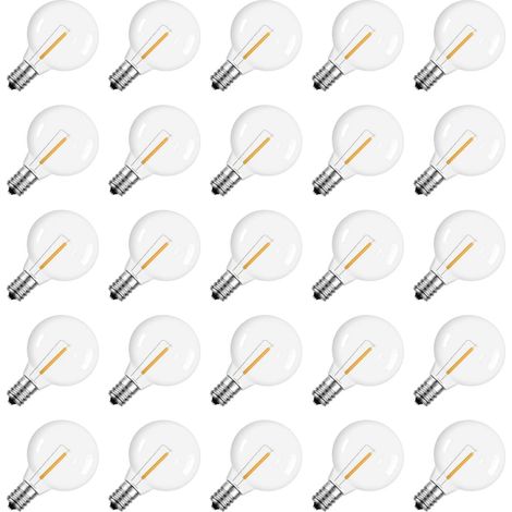 25 Stück G40 LED-Ersatzlampen – Unzerstörbarer Globus 1,57" mit E12-Sockel, 7 W , Warmweißes Licht für Außenlichterketten (1/5)