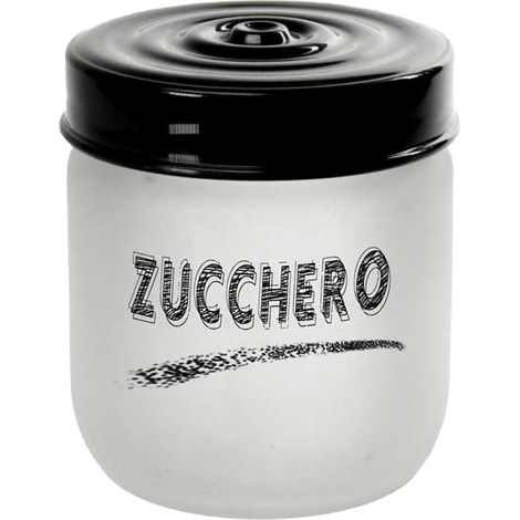 BARATTOLO IN VETRO OPACO DA 425CC PER ZUCCHERO COPERCHIO NERO (1/2)