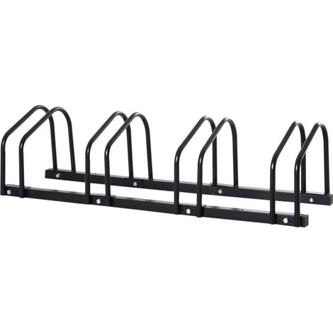 Schwarzer Stahl-Fahrradständer für Boden- und Wandmontage 110 x 33 x 27 cm (1/4)