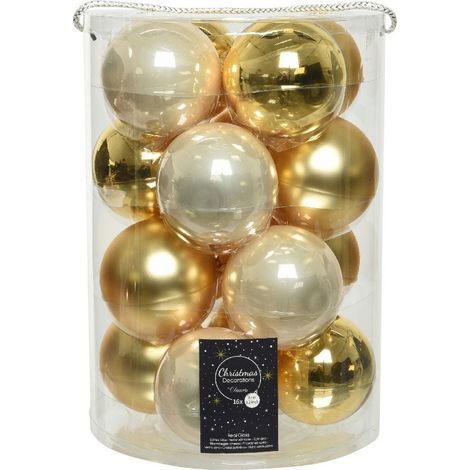 Boules de Noël en verre à suspendre 8 cm Or et Perle. 16 sept.