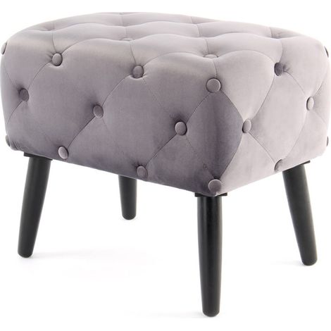 Pouf contenitore Piano in velluto rosa con bottoni decorativi (1/3)