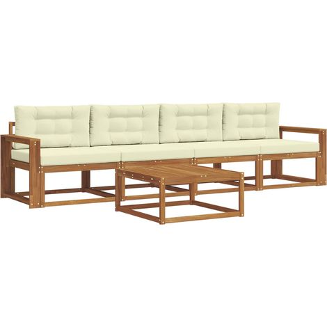 Outdoor Sofa Set with Cushion 5 pcs Natural and Cream vidaXL (1/5)