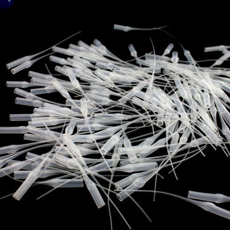 100 Pieces 0.1mm Plastic Micro Glue Tips, Glue Bottle Tips, Long Mouth Plastic Micro Glue Tips, for DIY Model Making Crafts (1/5)