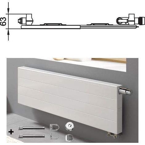 Kermi Line Radiateur à vanne intégrée Type 10 405x1205mm Position de vanne à gauche PLV100401201L1K (1/4)