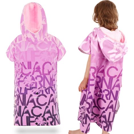 Asciugamano poncho con cappuccio in microfibra per bambini California Heather (1/5)