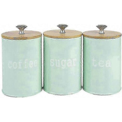 3-teiliges Set luftdichter Küchenbehälter zur Aufbewahrung von Lebensmitteln, Kaffeebohnen, Zucker und Mehl Grün (1/5)