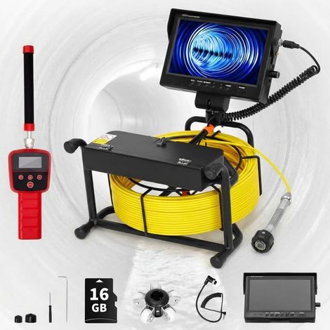 Caméra Inspection Tuyaux Pro 9" 1080P Câble 50m HD 23mm Saphir DVR 16GB 512Hz IP68 12V 4500mAh 47.5×25×34 cm (1/5)