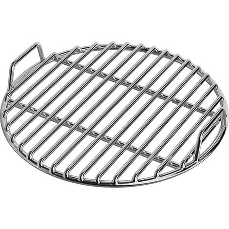 Grille de barbecue ronde Ø30 cm en acier inoxydable, avec poignée isolante, grille de remplacement universelle pour barbecue au charbon et feu de camp, argent (1/5)