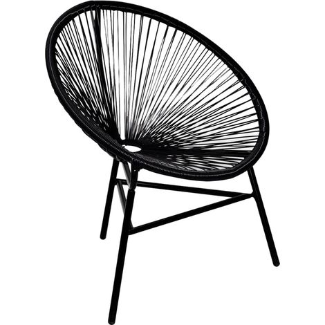 Silla redonda de jardín ratán sintético negro vidaXL
