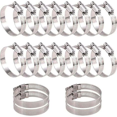 20 Stück XU Verstellbare Schlauchschellen mit Schneckenantrieb aus Edelstahl 304 (40-63 mm) - Crezuo
