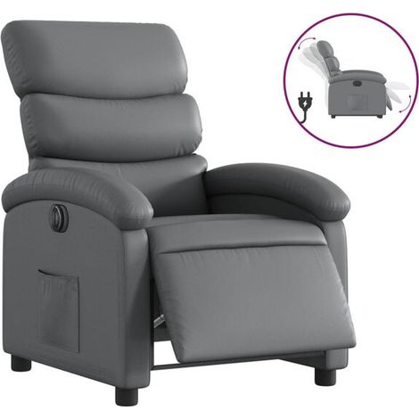 Chaise électrique réglable en hauteur avec dossier inclinable – Fauteuil ergonomique en cuir synthétique gris, idéal pour bureau et maison (1/5)