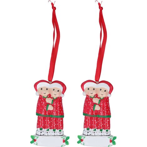 2 Stück Weihnachtsbaum-Anhänger, aus Harz, handbemalt, dekorativer Weihnachtsschmuck zum Aufhängen für Zuhause, 22 W252 (1/5)