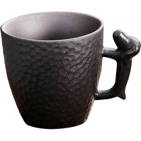 Tasse à café/thé en céramique 86 ml, style minimaliste, idéale pour cappuccino ou expresso. Cadeau original pour la maison ou la Saint-Valentin.-black