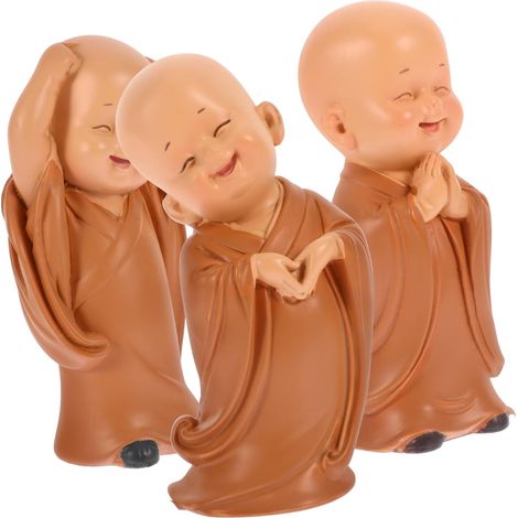 Petite Statue de Moine en Résine 3 Pièces pour Décoration Maison (1/5)
