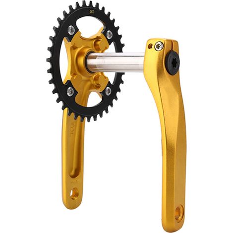 Pédalier MEIJUN pour VTT, en alliage d'aluminium, mono-vitesse, couleur or (1/5)