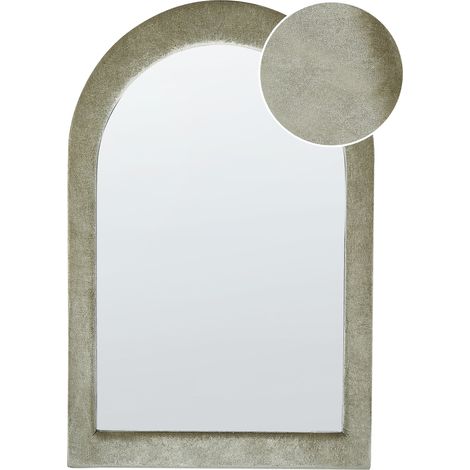 Espejo de pared decorativo de terciopelo verde estilo moderno colgante 60 x 90 cm Huriel