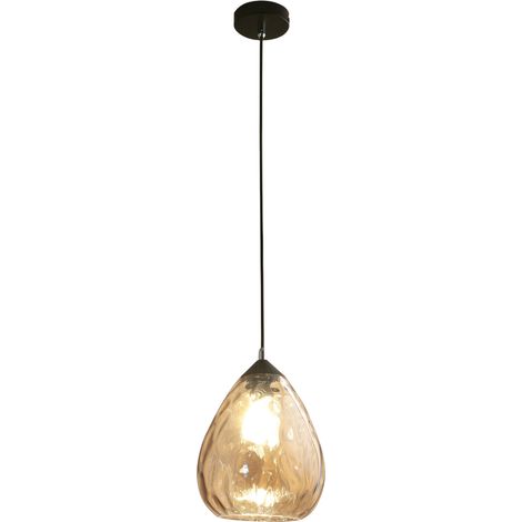 Suspension Gisella En Métal Et Verre Soufflé, Couleur Ambre, Douille E27 60W, Design Élégant Pour Intérieur, Protection Ip20, Diamètre 20 Cm. (1/3)