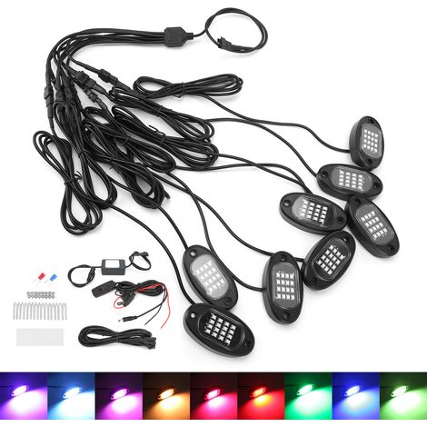 Éclairage d'ambiance LED pour voiture, barre lumineuse sous châssis, télécommande Bluetooth, 1V8, compatible 4x4, quad, SSV, moto (1/5)