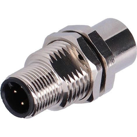 Stecker-Buchse IP67, Einbaubuchse mit vernickeltem Messinggehäuse, M12‑I‑4