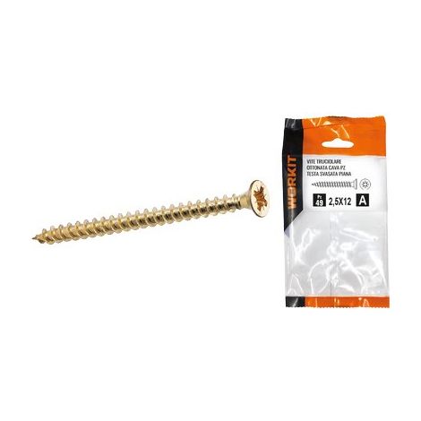 VITE TRUCIOLARE TSP OTTONATA SELF WORKIT - CAVA PZ FILETTO INTERO MM 3,5X16 CF=PZ 38- 5 confezioni