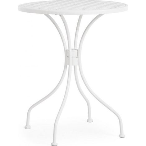 Mesa de jardín redonda 60 cm vintage shabby chic Lizette YES - Blanco (1/3)