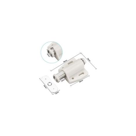6 chiusure magnetiche a pressione, chiusure magnetiche in plastica, chiusure magnetiche a chiusura ammortizzata per porte scorrevoli, armadi, cassetti, credenze, camere da letto, cucine, bagni - Bianc