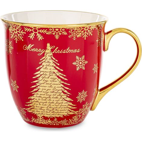 Tazza natalizia in porcellana da 560 ml in confezione decorativa