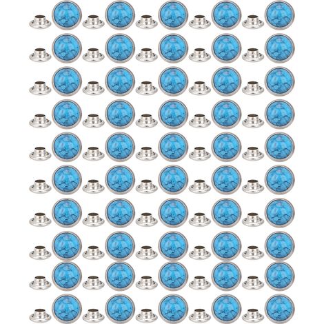 50 Rivets Clous à Tête Rond 8mm Turquoise Studs Ronds pour Bracelet Sac DIY Accessoires de Loisirs Créatifs 16 (1/5)