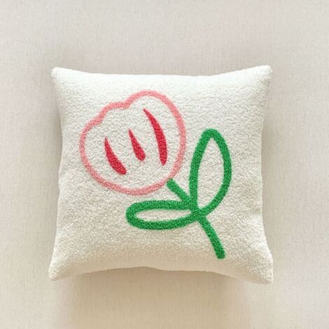 BUNTHAUS Housses de coussin décoratives brodées en peluche tulipe, 45x45 cm, pour salon, chambre, canapé, 2 pièces. (1/4)