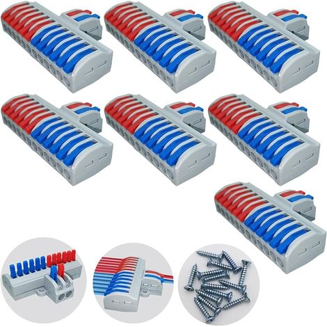 Bornes de Connexion, Bornes de Lustre Enfichables, 7pièces 2 en 12 sorties Rapide Connecteurs électriques, Connecteurs de fils compacts pour circuit inlining (1/5)