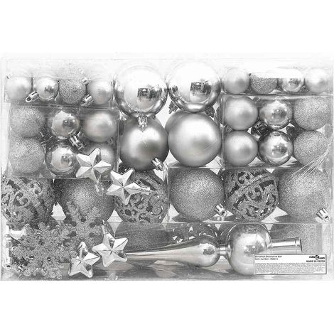 Ensemble de boules de Noël 111 pièces argenté polystyrène (1/5)