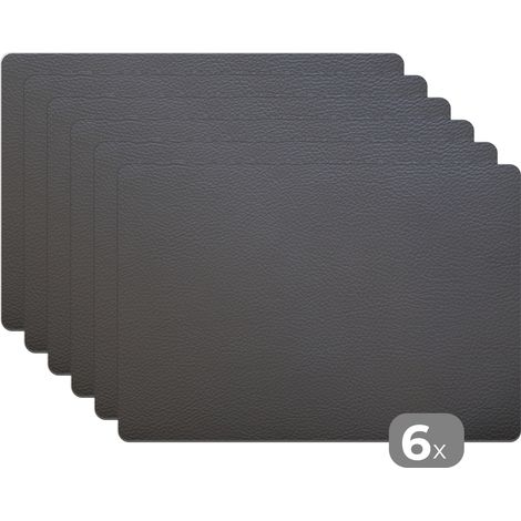 PLACEMAT Set of 6 - Leather - Textured - Leather-look - Gray 45x30 cm (1/5)