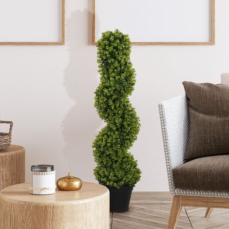 Eucalyptus artificiel spiralé avec pot inclus, pour une utilisation intérieure et extérieure. Hauteur : 90 cm. Vert. (1/5)