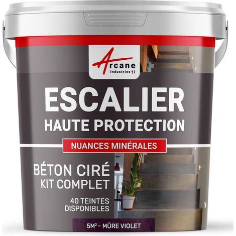 Béton ciré escalier, kit complet - 5 m² (en 2 couches) Mure Violet - ARCANE INDUSTRIES