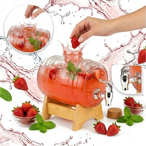 Barril de vidrio de 1 litro con grifo KETAŁEK para licores, bebidas alcohólicas y zumos. Regalo ideal para quienes buscan 1000 ml. (1/5)