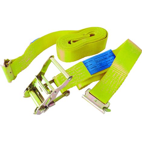 Sodise – Sangle d'arrimage à cliquet séparé 50mm 3,5T 4,5m en polyester haute ténacité – Coefficient de sécurité 2:1 – Fixation ergot pour rail (1/6)