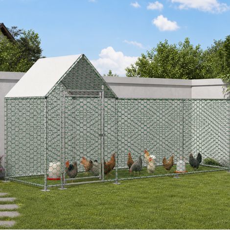 Enclos pour poules 3 x 1 x 1,5 m avec bâche PE étanche et serrure de sécurité DESVIAE (1/5)